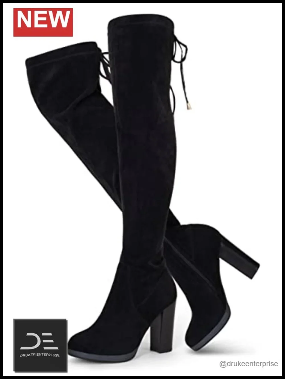 Women's Suede Thigh High Tall Chunky Platform Over The Knee Boots